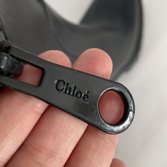 Chloé Black Rubbers Rain Boots EU 40 US 9 Urban Edgy Chunky Goth Grunge Runway - Picture 9 of 16